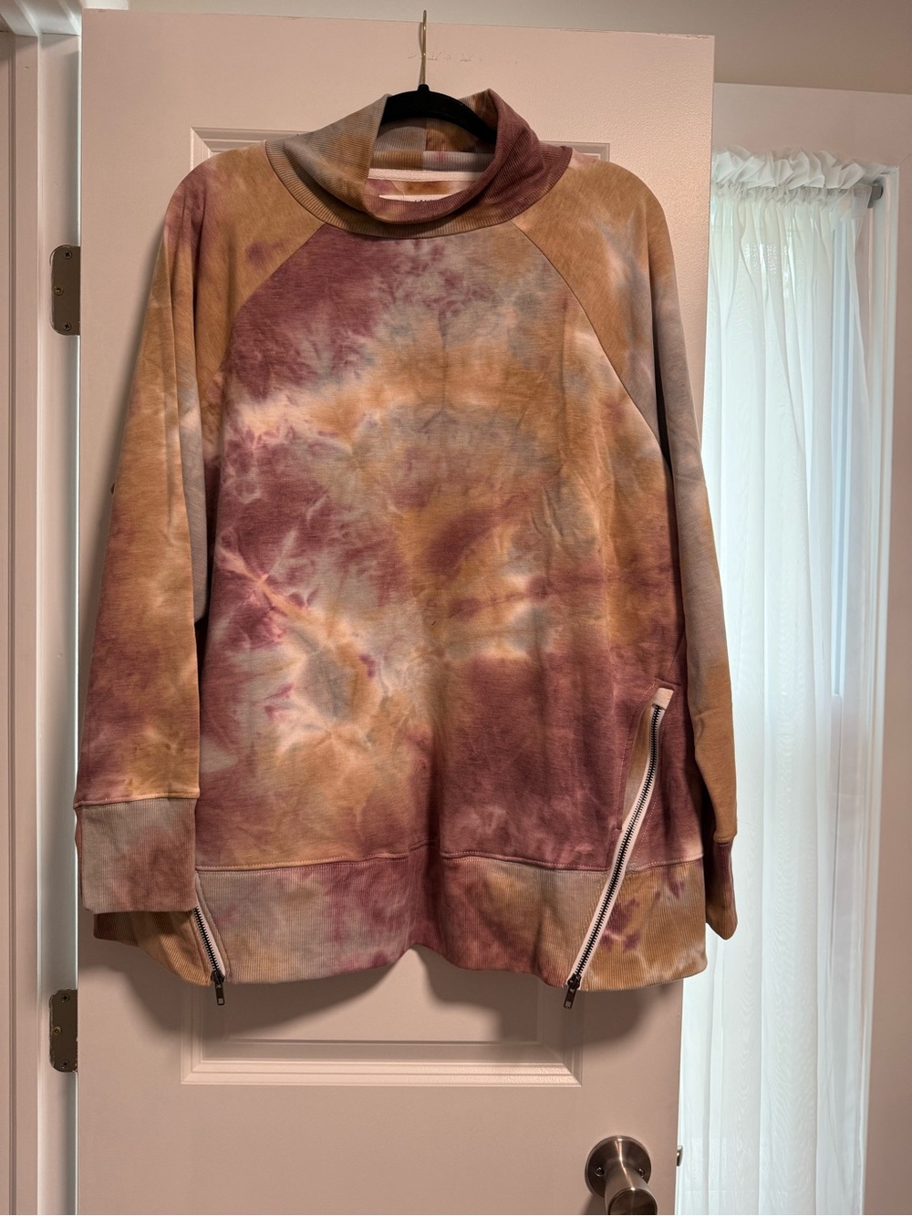 Tie-Dye Funnel Neck Pullover Sweater - Multicolor
